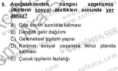 İktisadi Kalkınma Dersi Ara Sınavı Deneme Sınav Soruları 5. Soru