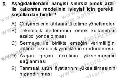 İktisadi Kalkınma Dersi Ara Sınavı Deneme Sınav Soruları 6. Soru