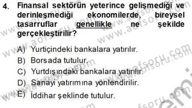 İktisadi Kalkınma Dersi 2013 - 2014 Yılı (Final) Dönem Sonu Sınav Soruları 4. Soru