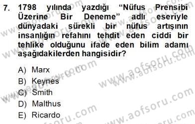 İktisadi Kalkınma Dersi 2013 - 2014 Yılı (Final) Dönem Sonu Sınav Soruları 7. Soru
