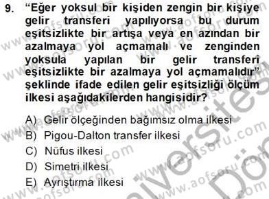 İktisadi Kalkınma Dersi 2013 - 2014 Yılı (Final) Dönem Sonu Sınav Soruları 9. Soru