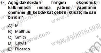 İktisadi Kalkınma Dersi 2013 - 2014 Yılı Tek Ders Sınav Soruları 11. Soru