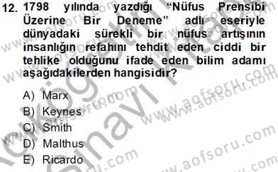 İktisadi Kalkınma Dersi 2013 - 2014 Yılı Tek Ders Sınav Soruları 12. Soru