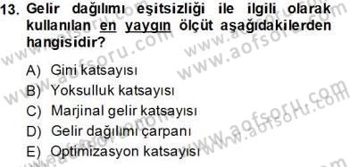 İktisadi Kalkınma Dersi 2013 - 2014 Yılı Tek Ders Sınav Soruları 13. Soru