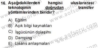 İktisadi Kalkınma Dersi 2013 - 2014 Yılı Tek Ders Sınav Soruları 16. Soru