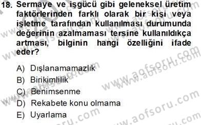 İktisadi Kalkınma Dersi 2013 - 2014 Yılı Tek Ders Sınav Soruları 18. Soru