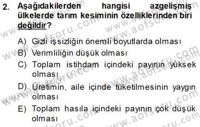 İktisadi Kalkınma Dersi 2013 - 2014 Yılı Tek Ders Sınav Soruları 2. Soru