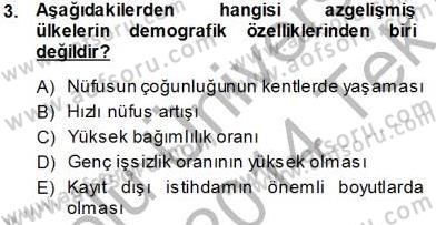 İktisadi Kalkınma Dersi 2013 - 2014 Yılı Tek Ders Sınav Soruları 3. Soru