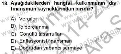 İktisadi Kalkınma Dersi Ara Sınavı Deneme Sınav Soruları 18. Soru
