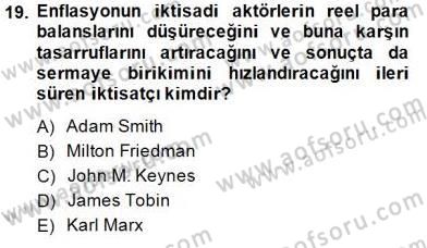 İktisadi Kalkınma Dersi Ara Sınavı Deneme Sınav Soruları 19. Soru