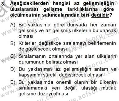 İktisadi Kalkınma Dersi Ara Sınavı Deneme Sınav Soruları 3. Soru