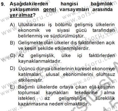 İktisadi Kalkınma Dersi Ara Sınavı Deneme Sınav Soruları 9. Soru