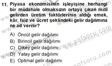 İktisadi Kalkınma Dersi 2014 - 2015 Yılı (Final) Dönem Sonu Sınav Soruları 11. Soru