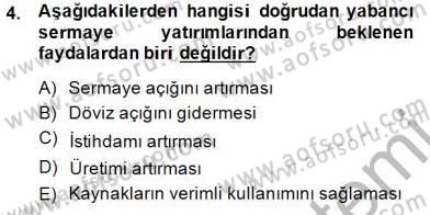 İktisadi Kalkınma Dersi 2014 - 2015 Yılı (Final) Dönem Sonu Sınav Soruları 4. Soru