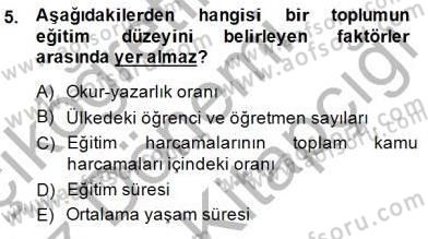 İktisadi Kalkınma Dersi 2014 - 2015 Yılı (Final) Dönem Sonu Sınav Soruları 5. Soru