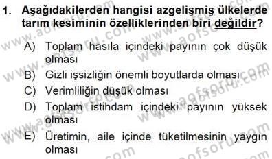 İktisadi Kalkınma Dersi Ara Sınavı Deneme Sınav Soruları 1. Soru