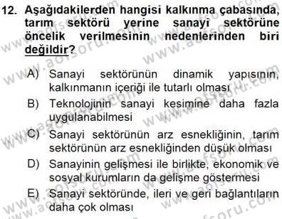İktisadi Kalkınma Dersi 2015 - 2016 Yılı (Vize) Ara Sınav Soruları 12. Soru