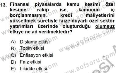 İktisadi Kalkınma Dersi Ara Sınavı Deneme Sınav Soruları 13. Soru
