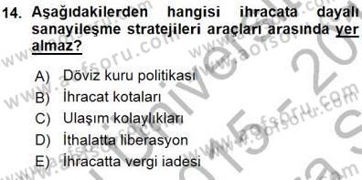 İktisadi Kalkınma Dersi Ara Sınavı Deneme Sınav Soruları 14. Soru