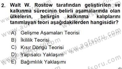 İktisadi Kalkınma Dersi 2015 - 2016 Yılı (Vize) Ara Sınav Soruları 2. Soru