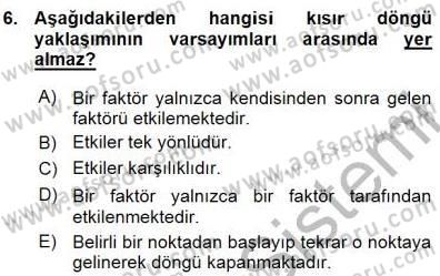 İktisadi Kalkınma Dersi 2015 - 2016 Yılı (Vize) Ara Sınav Soruları 6. Soru