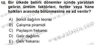 İktisadi Kalkınma Dersi 2015 - 2016 Yılı (Final) Dönem Sonu Sınav Soruları 10. Soru