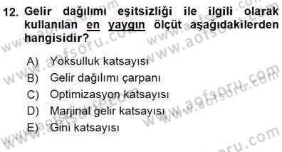 İktisadi Kalkınma Dersi 2015 - 2016 Yılı (Final) Dönem Sonu Sınav Soruları 12. Soru