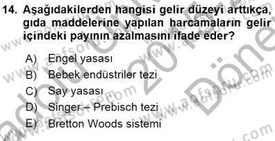 İktisadi Kalkınma Dersi 2015 - 2016 Yılı (Final) Dönem Sonu Sınav Soruları 14. Soru
