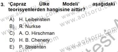İktisadi Kalkınma Dersi 2015 - 2016 Yılı (Final) Dönem Sonu Sınav Soruları 3. Soru