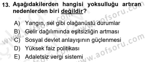 İktisadi Kalkınma Dersi 2017 - 2018 Yılı 3 Ders Sınav Soruları 13. Soru