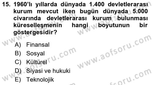 İktisadi Kalkınma Dersi 2017 - 2018 Yılı 3 Ders Sınav Soruları 15. Soru