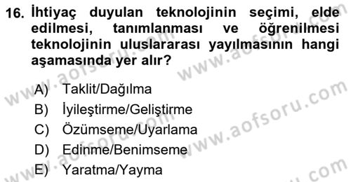 İktisadi Kalkınma Dersi 2017 - 2018 Yılı 3 Ders Sınav Soruları 16. Soru