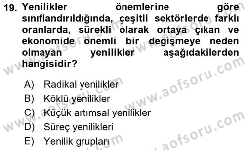 İktisadi Kalkınma Dersi 2017 - 2018 Yılı 3 Ders Sınav Soruları 19. Soru