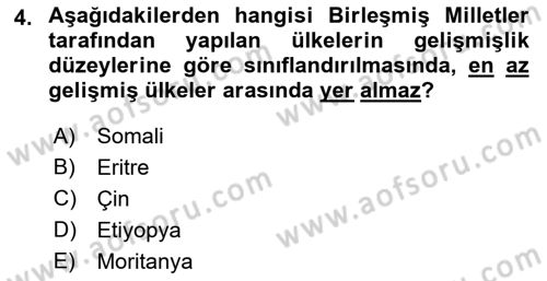 İktisadi Kalkınma Dersi Ara Sınavı Deneme Sınav Soruları 4. Soru