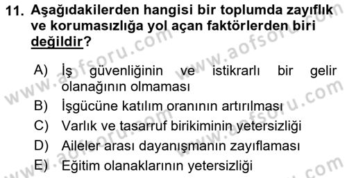İktisadi Kalkınma Dersi 2017 - 2018 Yılı (Final) Dönem Sonu Sınav Soruları 11. Soru