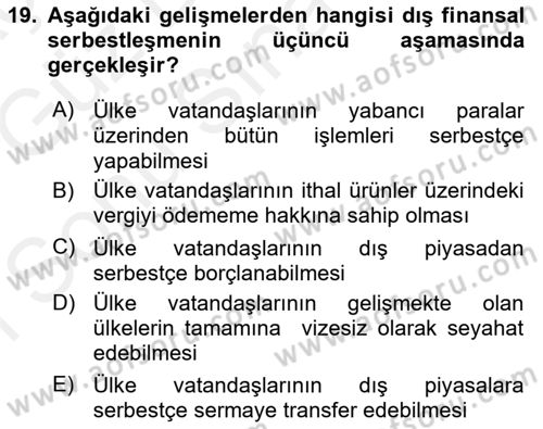 İktisadi Kalkınma Dersi 2017 - 2018 Yılı (Final) Dönem Sonu Sınav Soruları 19. Soru