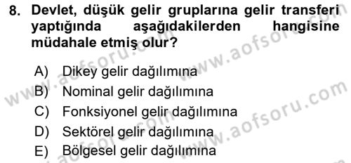 İktisadi Kalkınma Dersi 2017 - 2018 Yılı (Final) Dönem Sonu Sınav Soruları 8. Soru