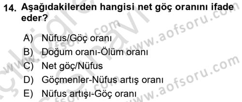 İktisadi Kalkınma Dersi 2018 - 2019 Yılı 3 Ders Sınav Soruları 14. Soru