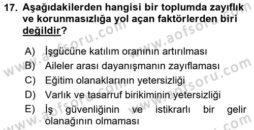 İktisadi Kalkınma Dersi 2018 - 2019 Yılı 3 Ders Sınav Soruları 17. Soru