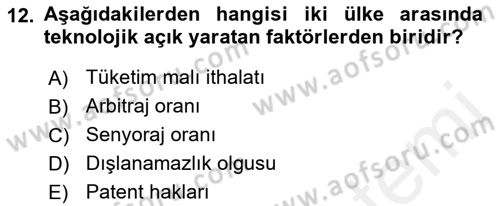 İktisadi Kalkınma Dersi 2018 - 2019 Yılı (Final) Dönem Sonu Sınav Soruları 12. Soru