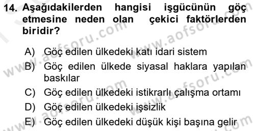 İktisadi Kalkınma Dersi 2018 - 2019 Yılı (Final) Dönem Sonu Sınav Soruları 14. Soru