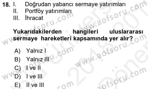 İktisadi Kalkınma Dersi 2018 - 2019 Yılı (Final) Dönem Sonu Sınav Soruları 18. Soru
