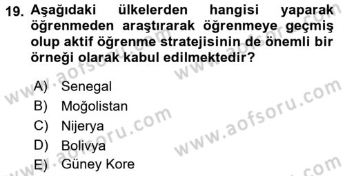 İktisadi Kalkınma Dersi 2018 - 2019 Yılı (Final) Dönem Sonu Sınav Soruları 19. Soru