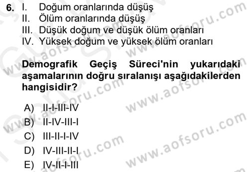 İktisadi Kalkınma Dersi 2018 - 2019 Yılı (Final) Dönem Sonu Sınav Soruları 6. Soru