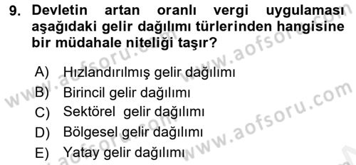 İktisadi Kalkınma Dersi 2018 - 2019 Yılı (Final) Dönem Sonu Sınav Soruları 9. Soru
