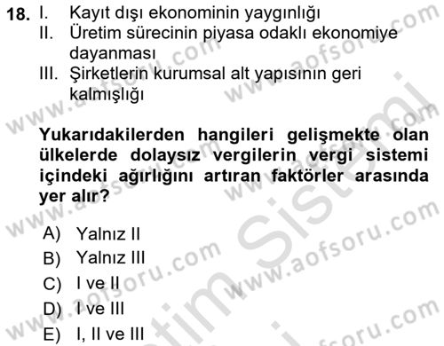 İktisadi Kalkınma Dersi Ara Sınavı Deneme Sınav Soruları 18. Soru