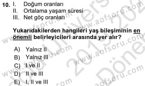 İktisadi Kalkınma Dersi 2019 - 2020 Yılı (Final) Dönem Sonu Sınav Soruları 10. Soru