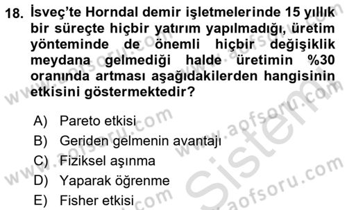 İktisadi Kalkınma Dersi 2019 - 2020 Yılı (Final) Dönem Sonu Sınav Soruları 18. Soru