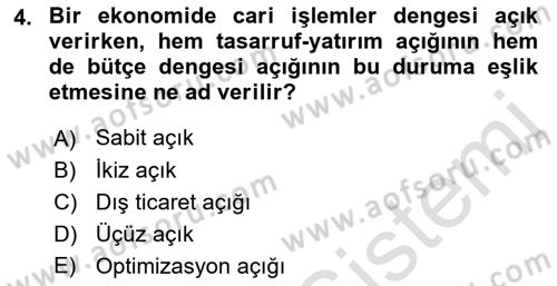 İktisadi Kalkınma Dersi 2019 - 2020 Yılı (Final) Dönem Sonu Sınav Soruları 4. Soru