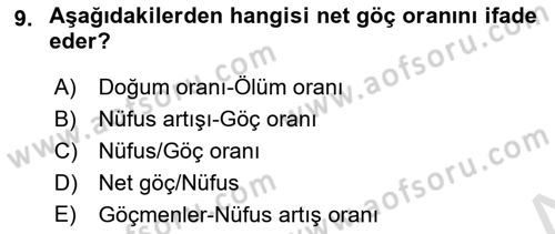 İktisadi Kalkınma Dersi 2019 - 2020 Yılı (Final) Dönem Sonu Sınav Soruları 9. Soru